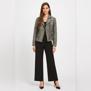 Chicos Size 0 Small Trendy Moto Style Snakeskin Print Black & Gold Jacket Blazer